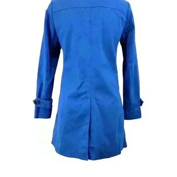 Ann Taylor Cobalt Blue Canvas Car Coat Button Front Cuffs Collar Size XS Petite - Picture 5 of 10
